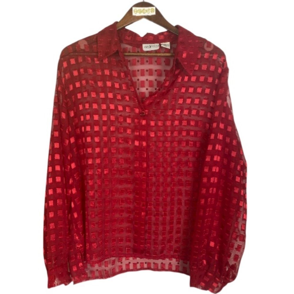 Apparenza Red Sheer Women's Blouse / XL